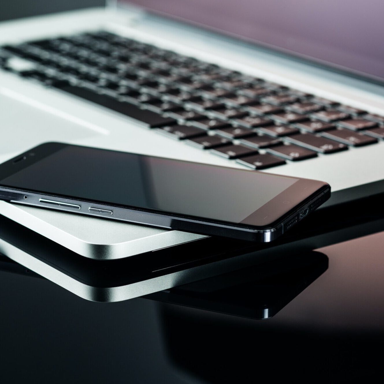 Smartphone and laptop.